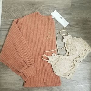 Forever 21 Blush Pink Balloon Sleeve Sweater